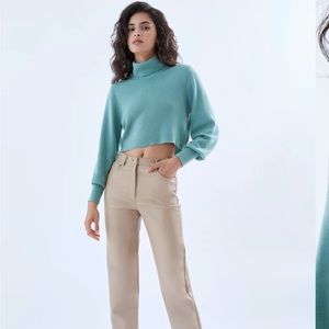 Aritzia Wilfred Rebecca cropped turtleneck XS blue